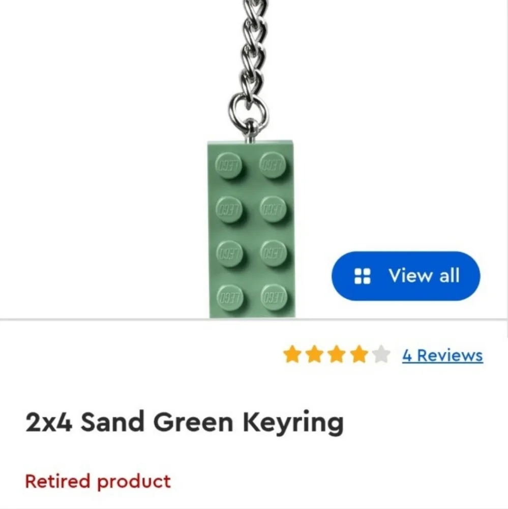 LEGO Sand Green Brick Tile Keychain Bag Charm BNWT RETIRED FINAL SALE